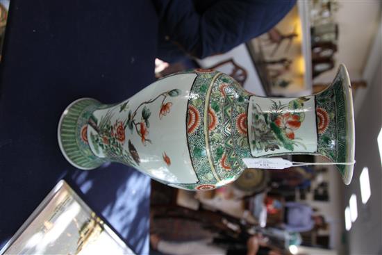 A Chinese famille verte vase, late 19th century, 45.5cm